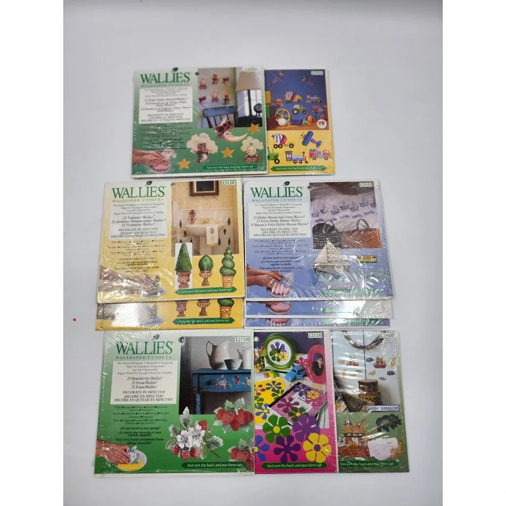 Wallies Wallpaper Cutouts Lot 10 Packs Retro Flower Sailboat Nursery Topiary
